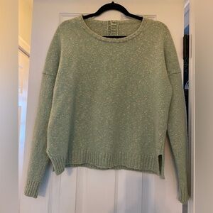 Cashmere Wool Italy Flecked Sage Green Button Back Sweater Size 46 Cozy Cottage